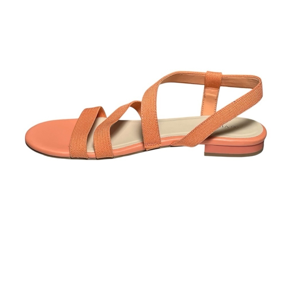 Vivaia Sandals Size 42 / 10.5 Summer Round Toe in Salmon Pink Slingback Strappy - Picture 6 of 11